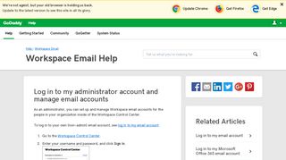 Log in to my administrator account and manage email ... - GoDaddy