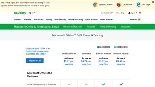Office 365 Plans And Pricing | GoDaddy