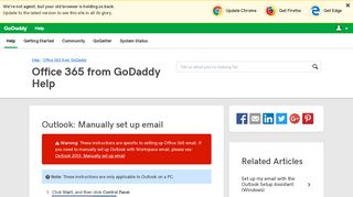 Outlook: Manually set up email | Office 365 from GoDaddy ...