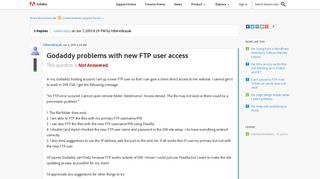 Godaddy problems with new FTP user access | Adobe Community ...