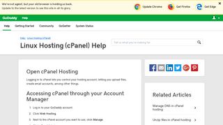 Open cPanel Hosting | Linux Hosting (cPanel) - GoDaddy Help US