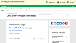 cPanel access page | Linux Hosting (cPanel) - GoDaddy Help US