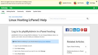 Log in to phpMyAdmin in cPanel hosting | Linux Hosting ... - GoDaddy