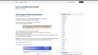 How to login to Plesk control panel : Some tutorials and articles