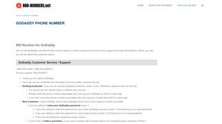 GoDaddy Phone Number - Customer Service - 800 Number