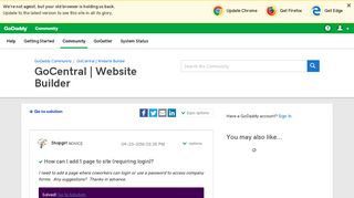 Solved: How can I add 1 page to site (requiring login)? - GoDaddy ...