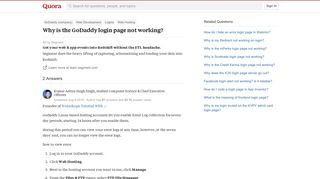 Why is the GoDaddy login page not working? - Quora