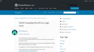 WSOD Godaddy/WordPress Login Issue | WordPress.org