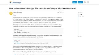 How to install Let's Encrypt SSL certs for GoDaddy's VPS / WHM / cPanel