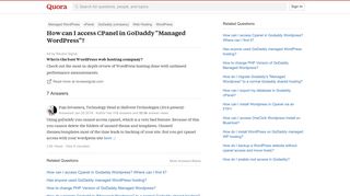 How to access CPanel in GoDaddy 'Managed WordPress' - Quora