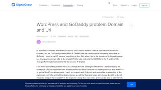 WordPress and GoDaddy problem Domain and Url | DigitalOcean