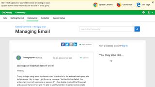 Workspace Webmail doesn't work? - GoDaddy Community