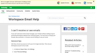 I can't receive or see emails | Workspace Email - GoDaddy Help US