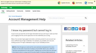 I know my password but cannot log in | Account ... - GoDaddy