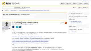 All GoDaddy sites are blacklisted | Norton Community