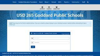 USD 265 - Goddard Public Schools - Site Administration Login