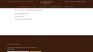 Benefits of signing up, Login Landing - GODIVA Chocolates