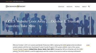 GOES Website Goes Away…..October 1, Trusted ... - Dickinson Wright