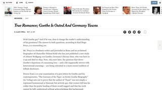 True Romance; Goethe Is Outed And Germany Yawns - The New York ...