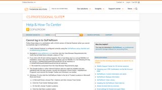 Cannot log in to GoFileRoom - CS Professional Suite - Thomson Reuters
