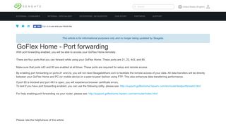 GoFlex Home - Port forwarding | Seagate Support