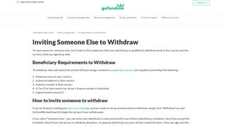 Inviting Someone Else to Withdraw – GoFundMe Help Center