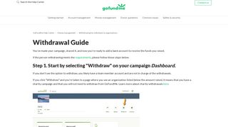 Withdrawal Guide – GoFundMe Help Center