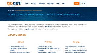 GoGet Frequently Asked Questions | FAQ for future GoGet members