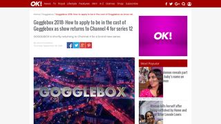 Gogglebox 2018: How to apply to be in the cast of Gogglebox | OK ...