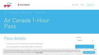 Air Canada One Hour Inflight Internet Plan Details | Gogo