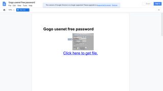 Gogo usenet free password - Google Docs & Spreadsheets