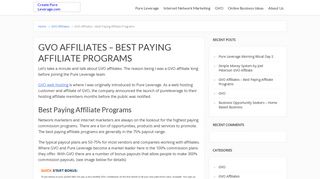 GVO Affiliates – Best Paying Affiliate Programs - Pure Leverage Review