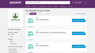 42% Off Go Herbalife Coupon, Promo Codes - RetailMeNot