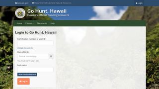 Login - Go Hunt, Hawaii - Hawaii.gov