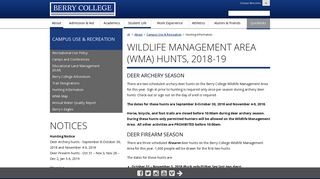 Berry College - Hunt Information