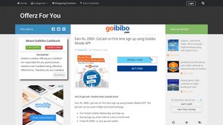 Earn Rs. 2000/- GoCash on First time sign up using Goibibo Mobile APP