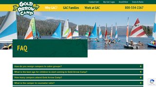 FAQ - California Summer Camps, Gold Arrow Camp, Huntington Lake ...