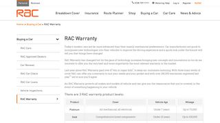 RAC Warranty | Vehicle Repair Cover | RAC