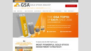 Gold Stock Analyst - Top 10 Gold Stocks - Subscription Newsletter