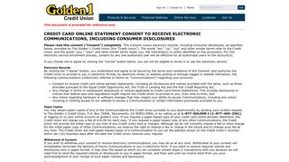 Golden 1 Credit Union | Credit Card Online Statement Consent