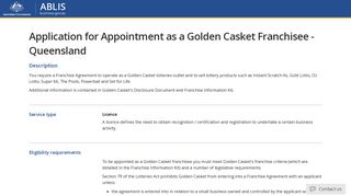 Application for Appointment as a Golden Casket Franchisee - QLD ...