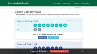 Golden Casket Results - QLD | Australian Lotto Results