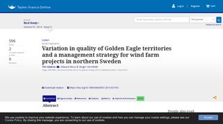 Variation in quality of Golden Eagle territories and a management ...