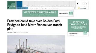 Province could take over Golden Ears Bridge to fund ... - Vancouver Sun