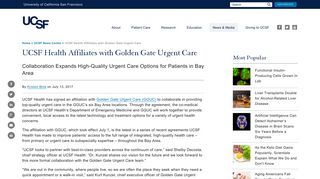 UCSF Health Affiliates with Golden Gate Urgent Care | UC San ...