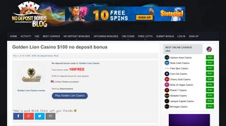 Golden Lion Casino $100 no deposit bonus - 07.05.2016