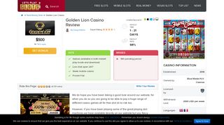 Golden Lion Casino - Play real money Casino games at goldenlion.im