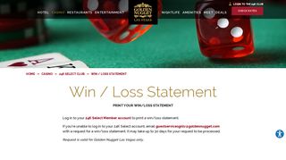 Win / Loss Statement | Golden Nugget Las Vegas