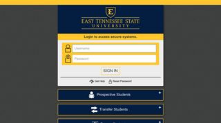 ETSU Secure Login - GoldLink - East Tennessee State University