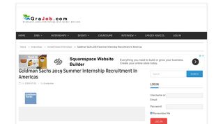 Goldman Sachs 2019 Summer Internship Recruitment In Americas ...